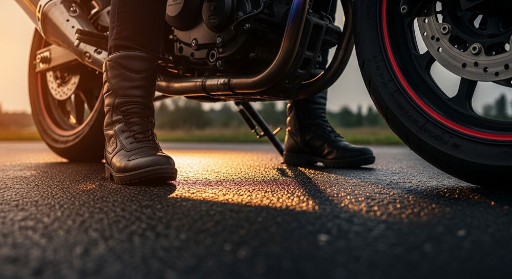 Botas de moto junto a la moto · Motobike Albacete